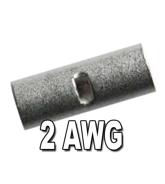 H.D. Seamless Tin-Plated Copper Butt Connectors 2 AWG