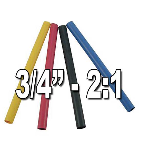 3/4” (.750”) 19.05mm 2 to 1 Single/Thin-Wall Polyolefin Heat Shrink Tubing
