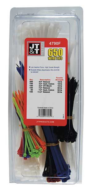 650 PCS Nylon UV Black, Natural & Color Wire Tie Kit
