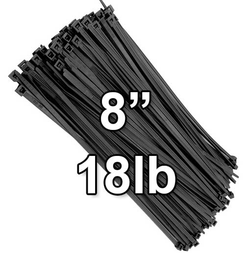 200 Black 6" inch Wire Cable Zip Ties Nylon Tie Wraps 40lb USA Made Tiger Ties 