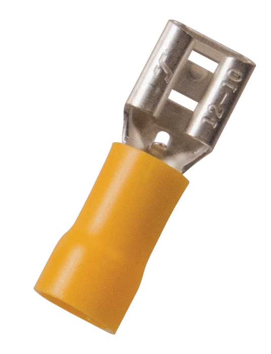 Push-On Nylon Insulated Female Disconnects 12-10 AWG Yellow