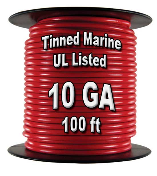 Tinned Marine Wire, 10 GA, 100 Ft Spool Tinned Marine Wire, 10 GA, 100 Ft Spool