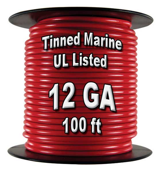 Tinned Marine Wire, 12 GA, 100 Ft Spool Tinned Marine Wire, 12 GA, 100 Ft Spool