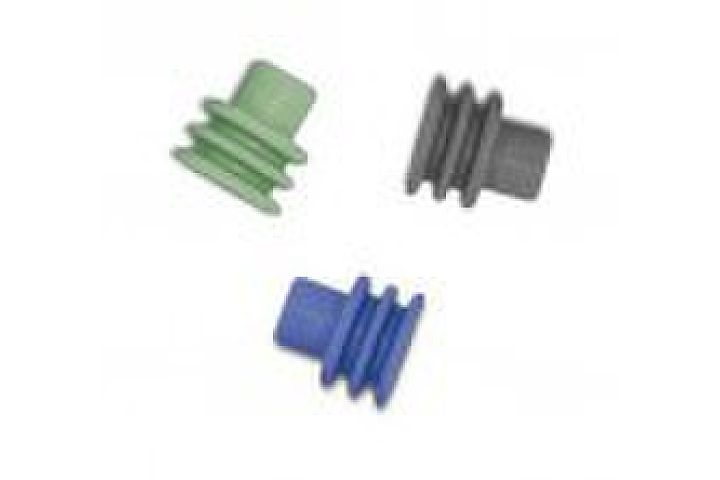 Weather Pack Cable Seals in Red, Blue, Purple, Green, and Gray