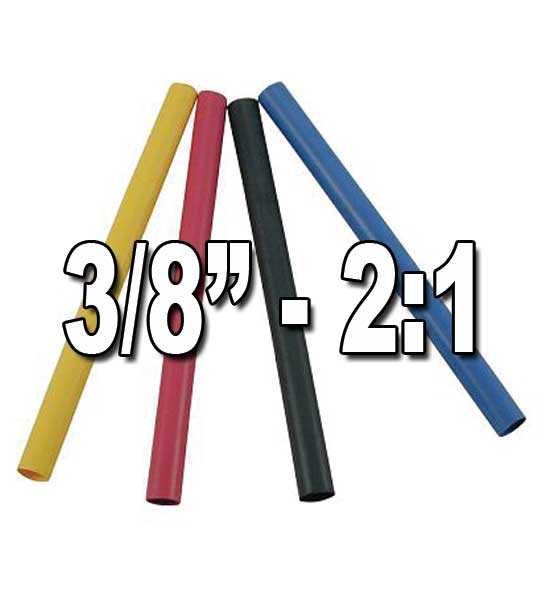 3/8” (.375”) 9.52mm 2 to 1 Single/Thin-Wall Polyolefin Heat Shrink Tubing