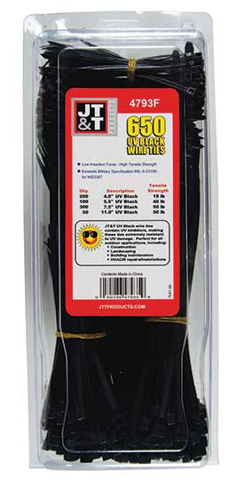 650 PCS Nylon UV Black Wire Tie Kit