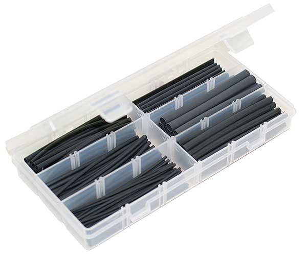 161 Pcs. 1/16? thru 3/8? I.D. Deluxe Black Heat Shrink Kit