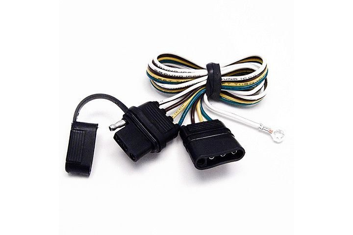 4-Way Flat Female to 4-Way Flat Male Trailer Connector Extension with Polarized Plugs & Cap Over Female End.