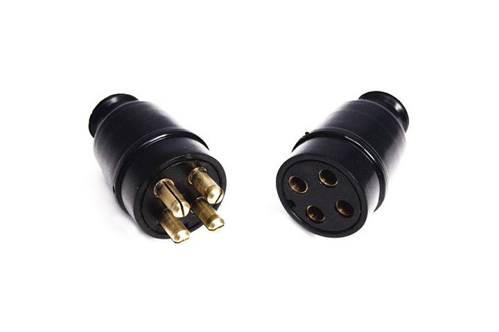 4-Pole Round Female & 4-Pole Round Male Trailer Plug Connector Set.