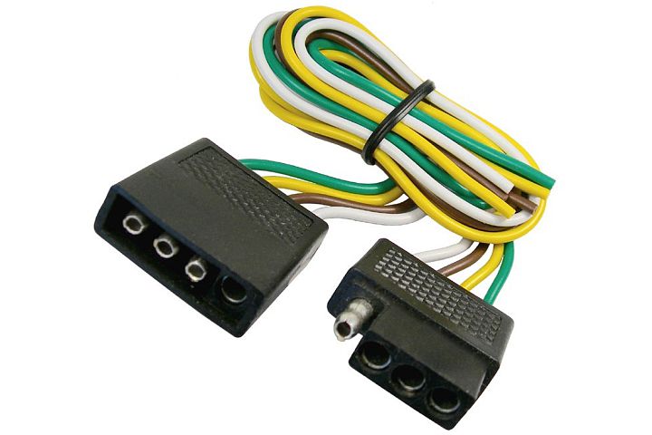 4-Way Flat Moisture Proof Female & 4-Way Flat Moisture Proof Male Trailer Connectors with Polarized Plugs.