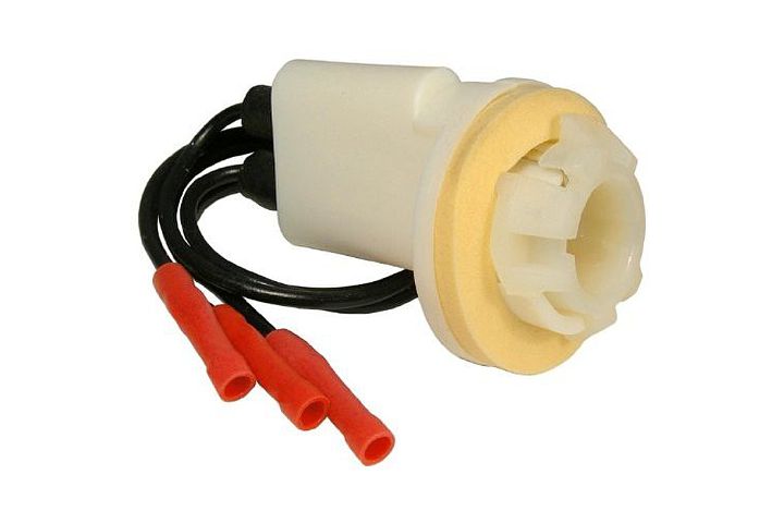 3-Wire Ford & GM Double Contact Park, Stop, Tail & Turn Light Socket w/ Butt Terminated Wires.