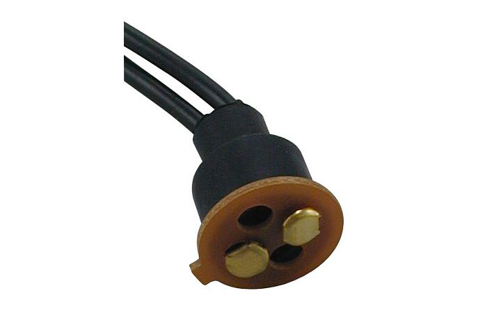 2-Wire Universal Double Contact Light Socket Base w/ Phenolic Disc & Weatherproof Boot.