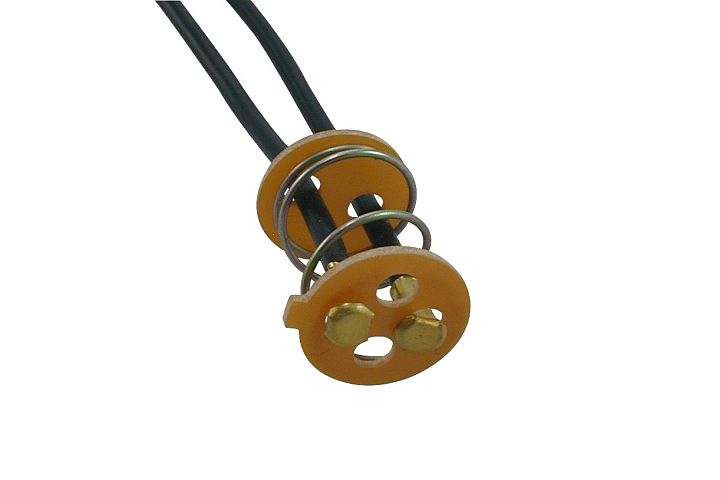 2-Wire Universal Double Contact Light Socket Base w/ Fiber Washers & Tension Spring.