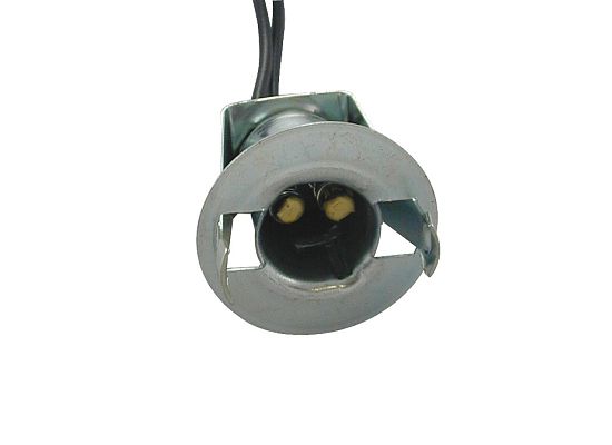 2-Wire Universal Double Contact Park, Stop, Tail & Turn Light Socket w/ Spring Clip Mount.