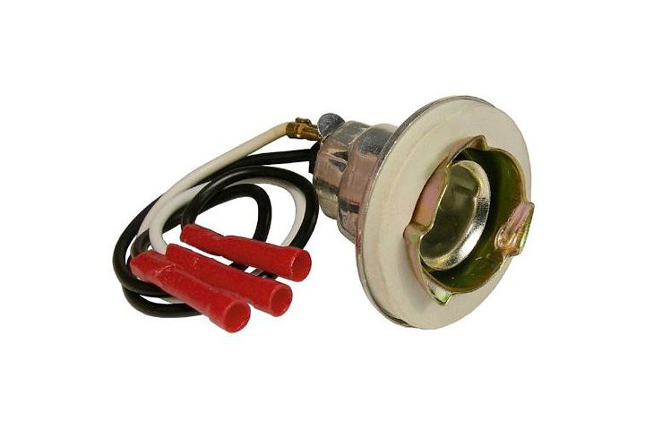3-Wire Ford, Chrysler & AMC Double Contact Park, Stop, Tail, Turn & Rear Light Socket w/ Butt Terminated Wires.