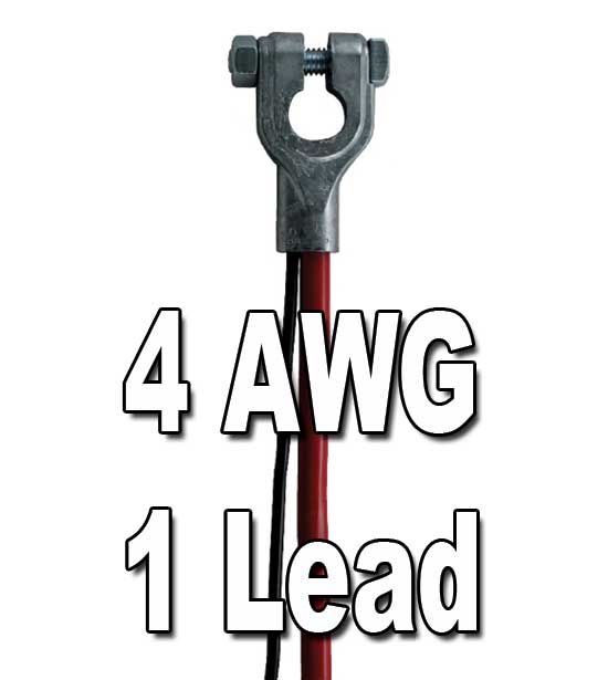 Top Post Battery Cable, 4 AWG, w/1 lead 