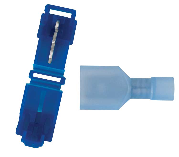 JT&T (2122H) - Four Sets of 16-14 AWG T-Tap Splice Connectors & 16-14 AWG .250 Tab, Fully Insulated Nylon Male Disconnect Terminals, Blue (4 sets) 